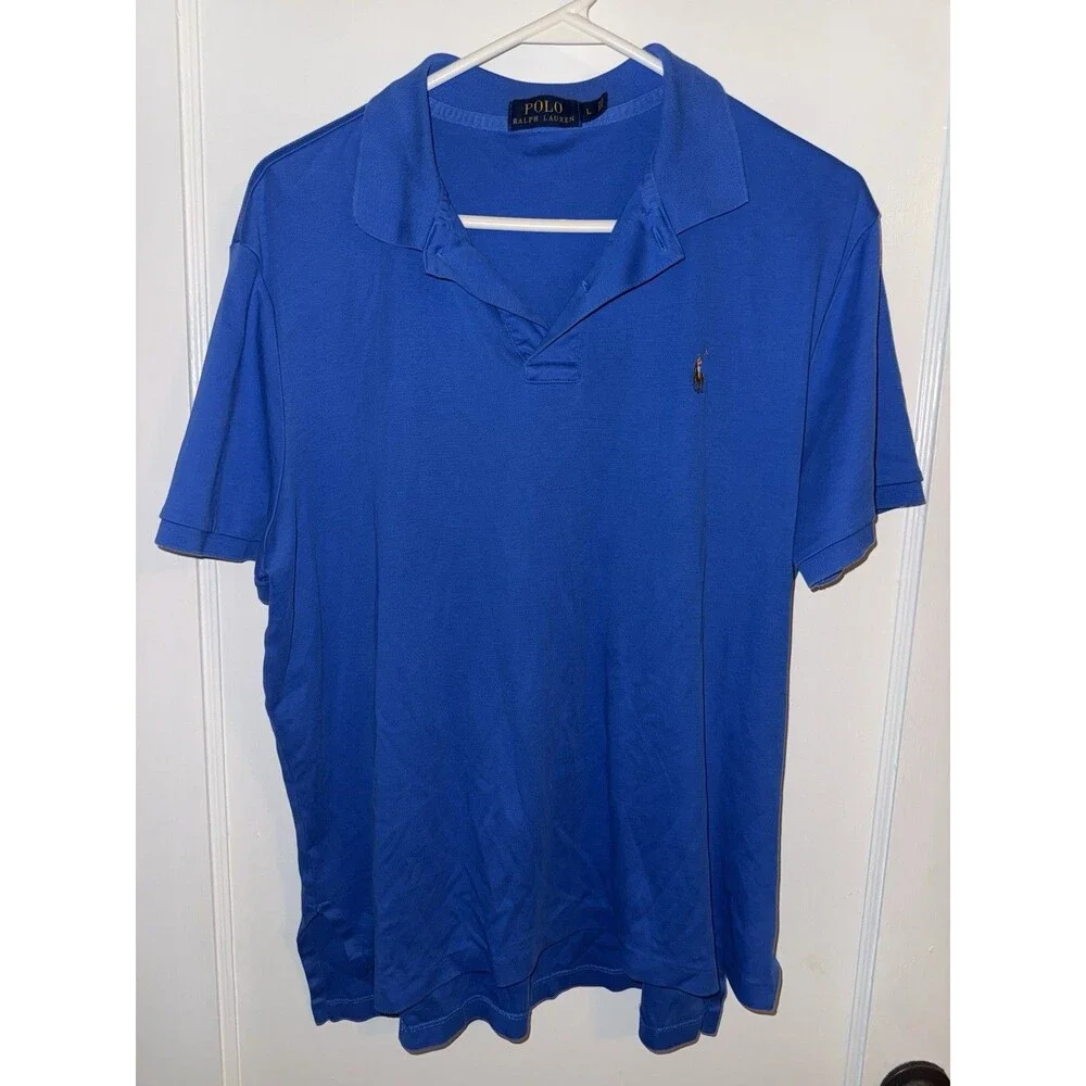 Polo Ralph Lauren Mens L Blue Short Sleeve Polo Golf Shirt